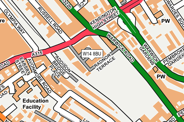 W14 8BU map - OS OpenMap – Local (Ordnance Survey)