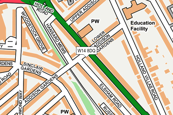 W14 8DQ map - OS OpenMap – Local (Ordnance Survey)