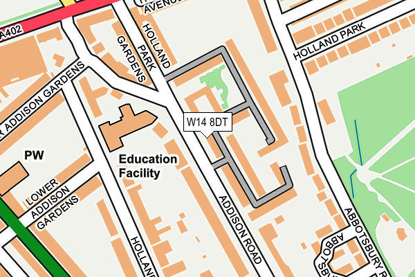 W14 8DT map - OS OpenMap – Local (Ordnance Survey)