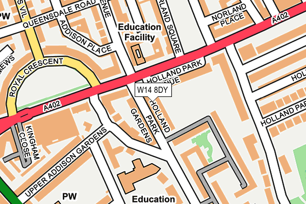 W14 8DY map - OS OpenMap – Local (Ordnance Survey)