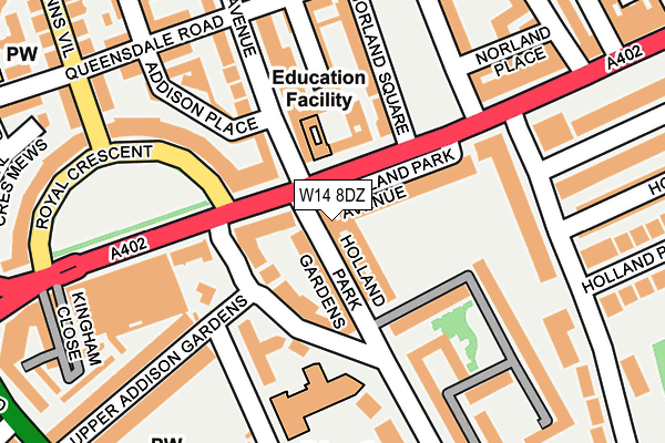 W14 8DZ map - OS OpenMap – Local (Ordnance Survey)