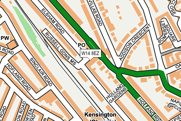 W14 8EZ map - OS OpenMap – Local (Ordnance Survey)