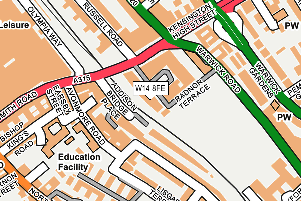 W14 8FE map - OS OpenMap – Local (Ordnance Survey)