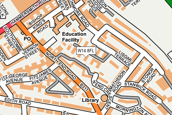 W14 8FL map - OS OpenMap – Local (Ordnance Survey)