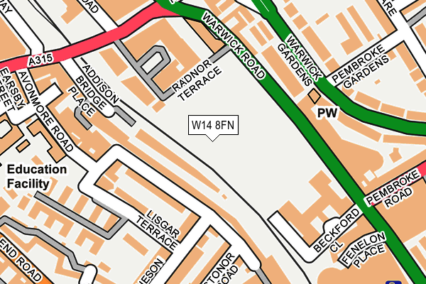 W14 8FN map - OS OpenMap – Local (Ordnance Survey)