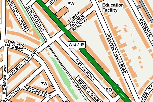 W14 8HB map - OS OpenMap – Local (Ordnance Survey)