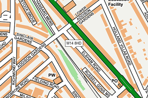 W14 8HD map - OS OpenMap – Local (Ordnance Survey)