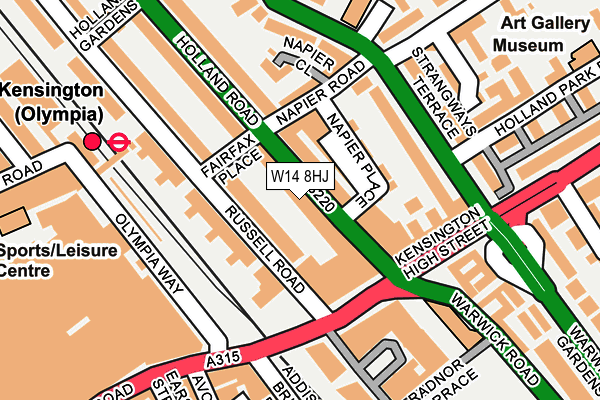 W14 8HJ map - OS OpenMap – Local (Ordnance Survey)