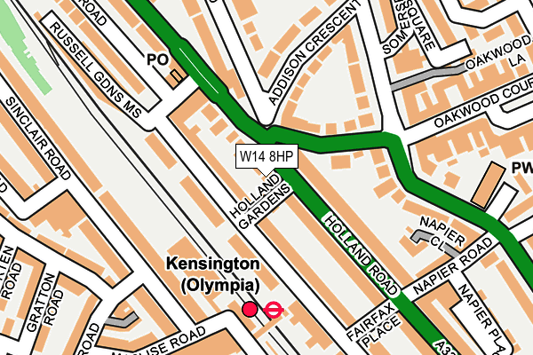 W14 8HP map - OS OpenMap – Local (Ordnance Survey)