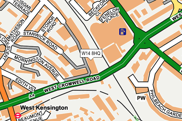 W14 8HQ map - OS OpenMap – Local (Ordnance Survey)