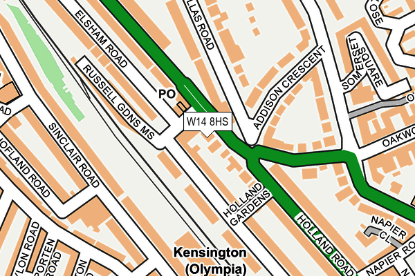 W14 8HS map - OS OpenMap – Local (Ordnance Survey)