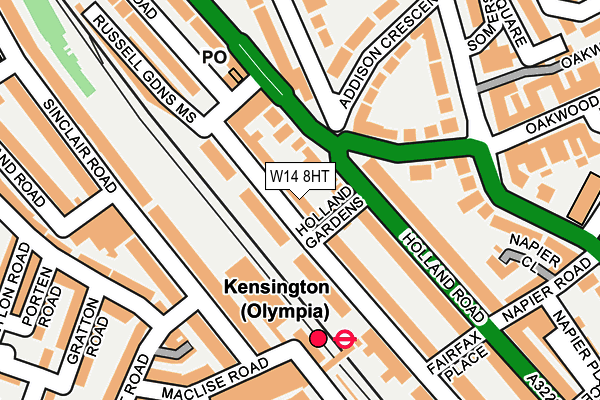 W14 8HT map - OS OpenMap – Local (Ordnance Survey)