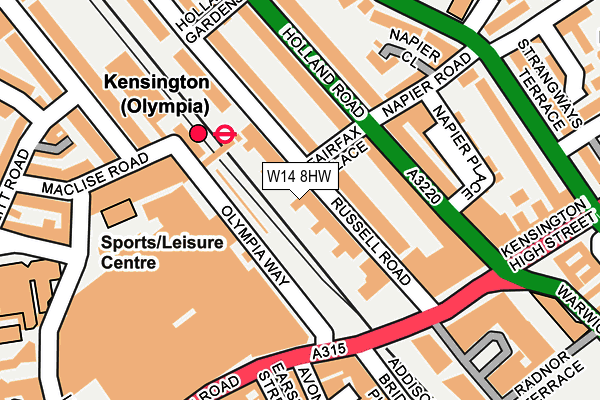 W14 8HW map - OS OpenMap – Local (Ordnance Survey)