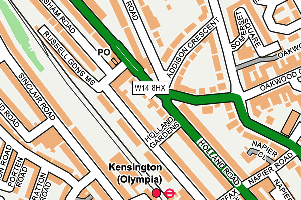 W14 8HX map - OS OpenMap – Local (Ordnance Survey)