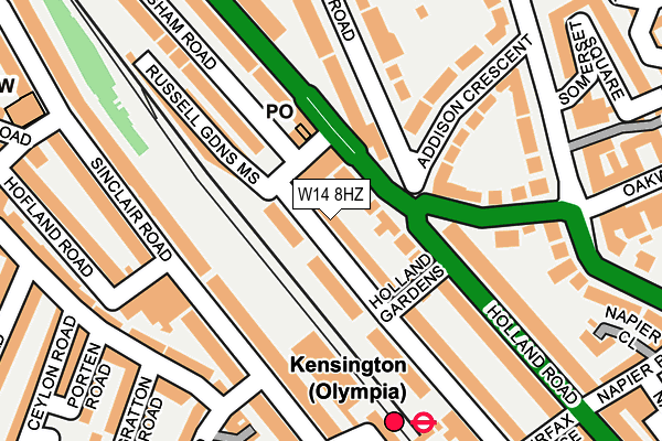 W14 8HZ map - OS OpenMap – Local (Ordnance Survey)