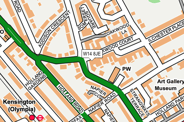 W14 8JE map - OS OpenMap – Local (Ordnance Survey)