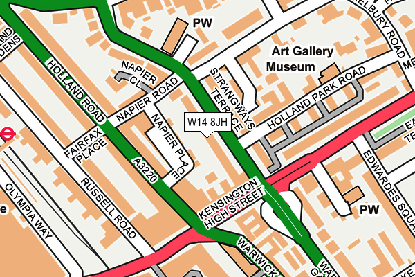 W14 8JH map - OS OpenMap – Local (Ordnance Survey)