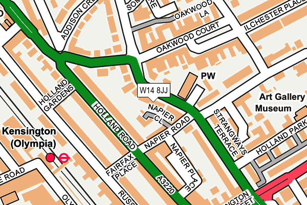 W14 8JJ map - OS OpenMap – Local (Ordnance Survey)