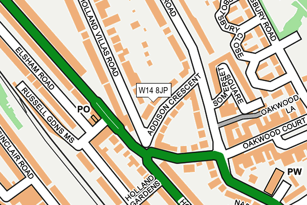 W14 8JP map - OS OpenMap – Local (Ordnance Survey)