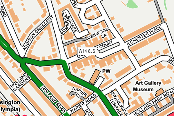 W14 8JS map - OS OpenMap – Local (Ordnance Survey)