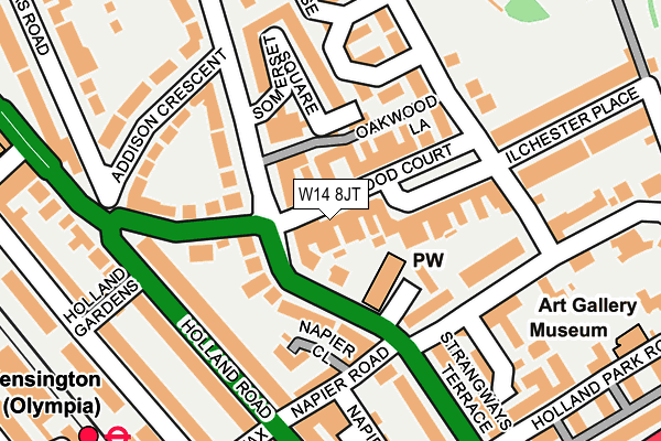 W14 8JT map - OS OpenMap – Local (Ordnance Survey)
