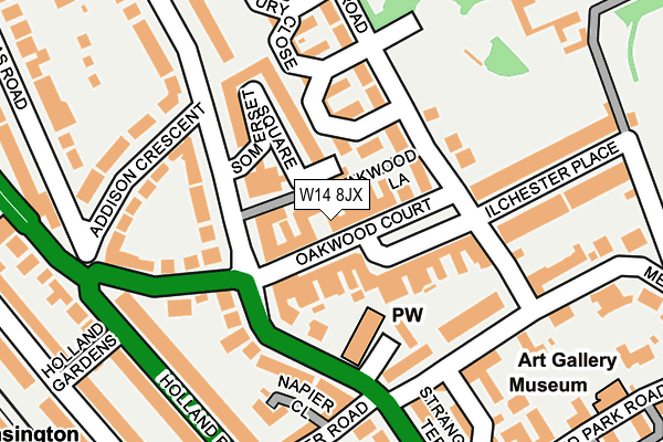 W14 8JX map - OS OpenMap – Local (Ordnance Survey)