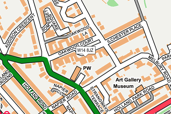 W14 8JZ map - OS OpenMap – Local (Ordnance Survey)