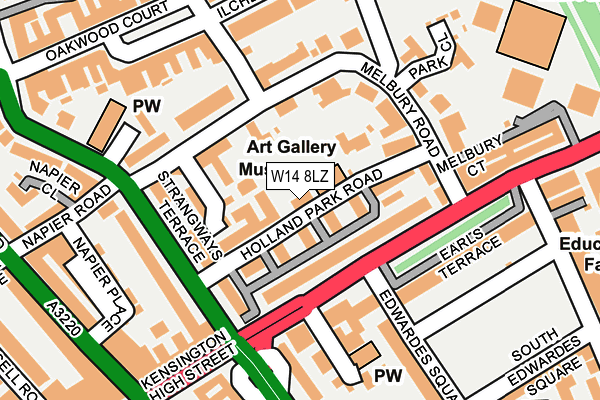 W14 8LZ map - OS OpenMap – Local (Ordnance Survey)