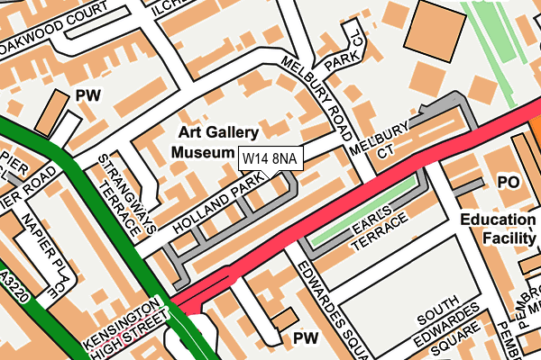 W14 8NA map - OS OpenMap – Local (Ordnance Survey)