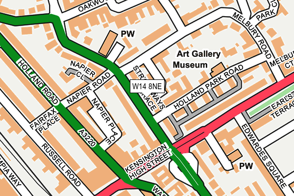 W14 8NE map - OS OpenMap – Local (Ordnance Survey)
