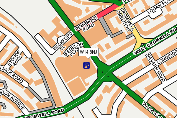 W14 8NJ map - OS OpenMap – Local (Ordnance Survey)