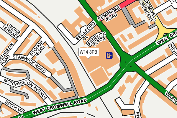 W14 8PB map - OS OpenMap – Local (Ordnance Survey)