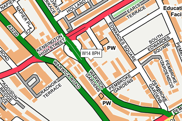 W14 8PH map - OS OpenMap – Local (Ordnance Survey)