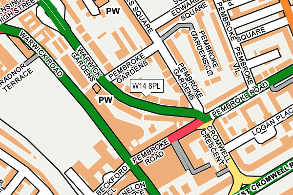 W14 8PL map - OS OpenMap – Local (Ordnance Survey)