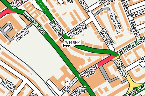 W14 8PP map - OS OpenMap – Local (Ordnance Survey)