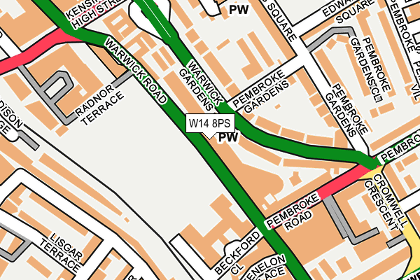 W14 8PS map - OS OpenMap – Local (Ordnance Survey)