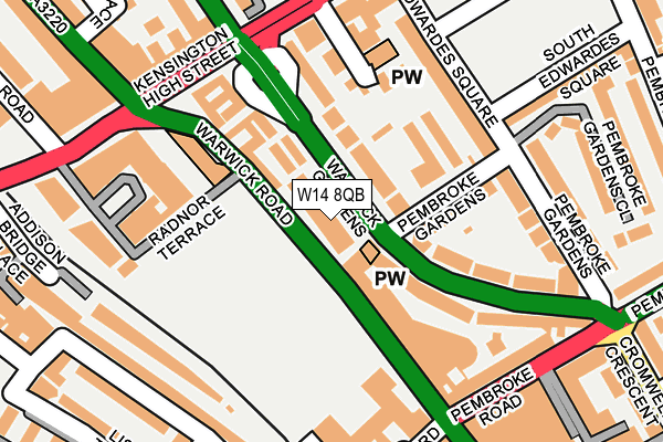 W14 8QB map - OS OpenMap – Local (Ordnance Survey)