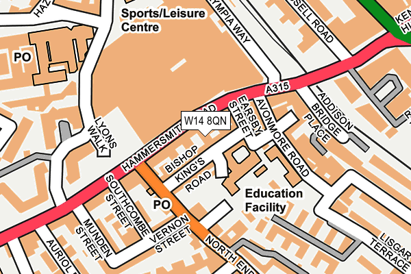 W14 8QN map - OS OpenMap – Local (Ordnance Survey)