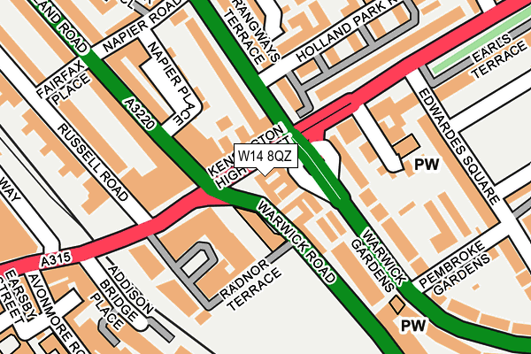W14 8QZ map - OS OpenMap – Local (Ordnance Survey)