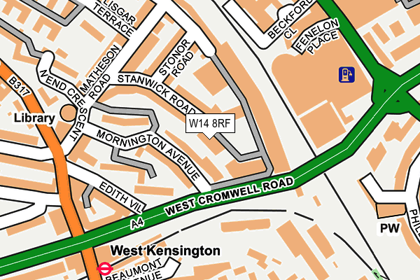 W14 8RF map - OS OpenMap – Local (Ordnance Survey)