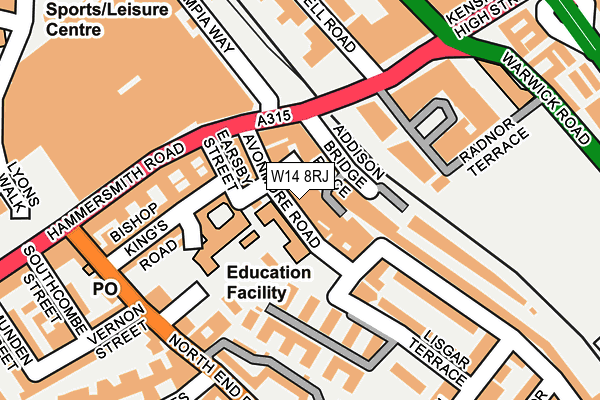 W14 8RJ map - OS OpenMap – Local (Ordnance Survey)