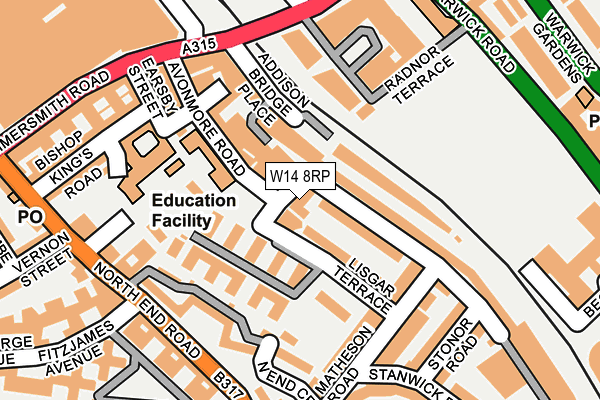 W14 8RP map - OS OpenMap – Local (Ordnance Survey)