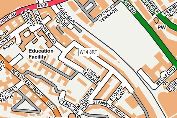 W14 8RT map - OS OpenMap – Local (Ordnance Survey)