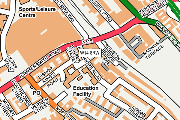 W14 8RW map - OS OpenMap – Local (Ordnance Survey)