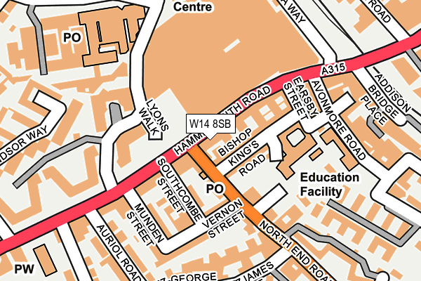 W14 8SB map - OS OpenMap – Local (Ordnance Survey)