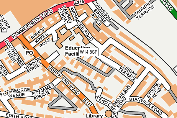 W14 8SF map - OS OpenMap – Local (Ordnance Survey)