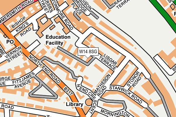 W14 8SG map - OS OpenMap – Local (Ordnance Survey)