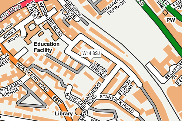 W14 8SJ map - OS OpenMap – Local (Ordnance Survey)