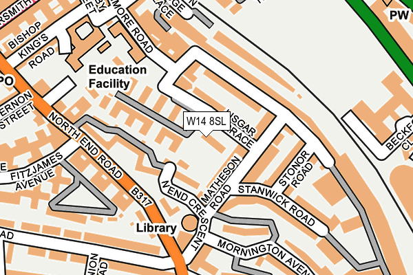 W14 8SL map - OS OpenMap – Local (Ordnance Survey)