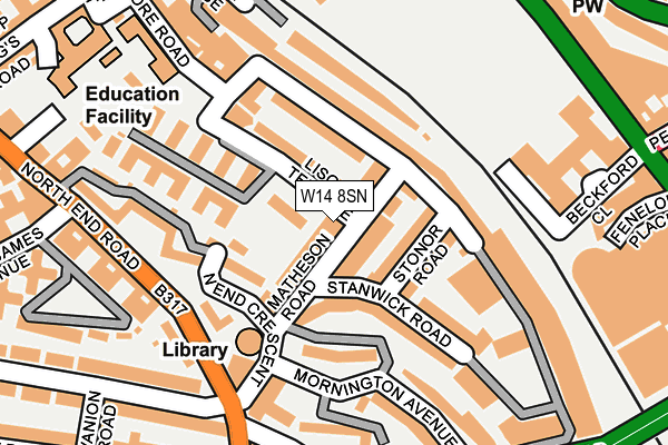 W14 8SN map - OS OpenMap – Local (Ordnance Survey)